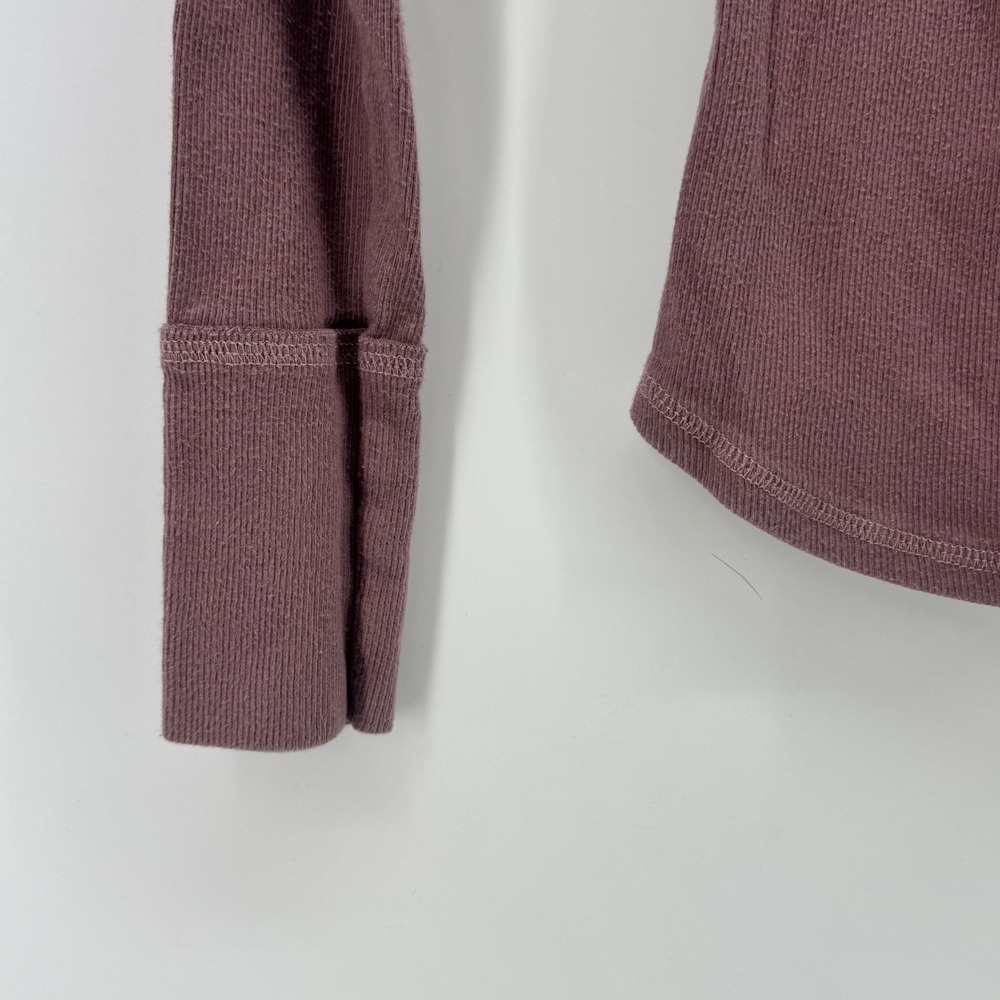 Abercrombie & Fitch‎ Womens Small Mauve Ribbed Long Sleeve Henley V-Neck Top - Picture 4 of 8